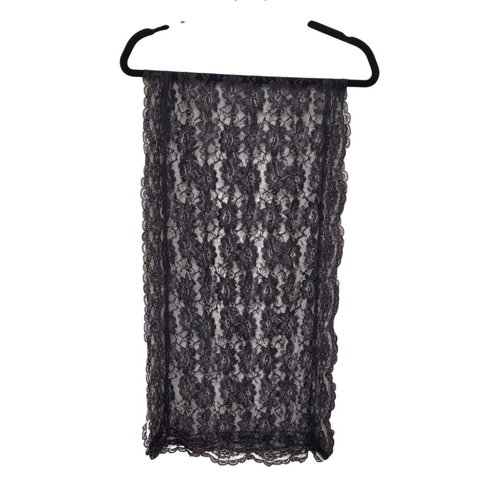 Black Floral Lace Scarf 14.5x55 Sheer Rectangle Wrap Gothic Victorian Boho